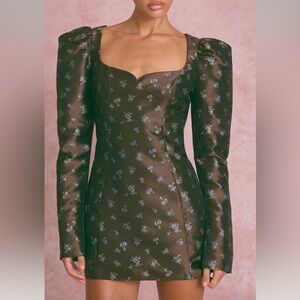 PrettyLittleThing Brown Floral Long Sleeve Dress